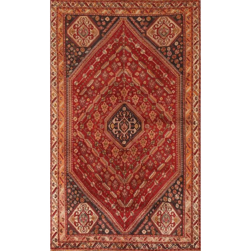 Shiraz Kashkoli Persian Antique Area Rug Handmade Wool Carpet - 4'10"x 8'2"