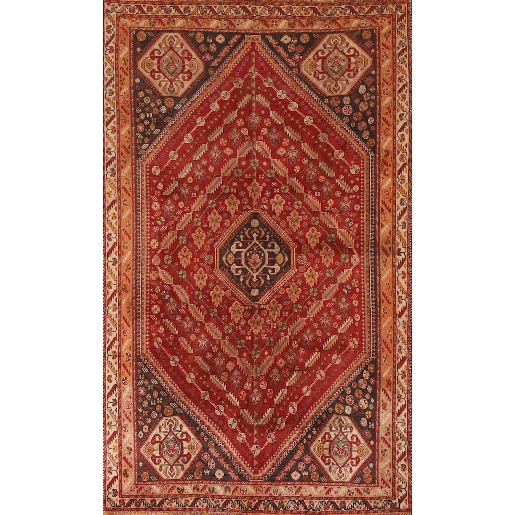 Shiraz Kashkoli Persian Antique Area Rug Handmade Wool Carpet - 4'10"x 8'2"