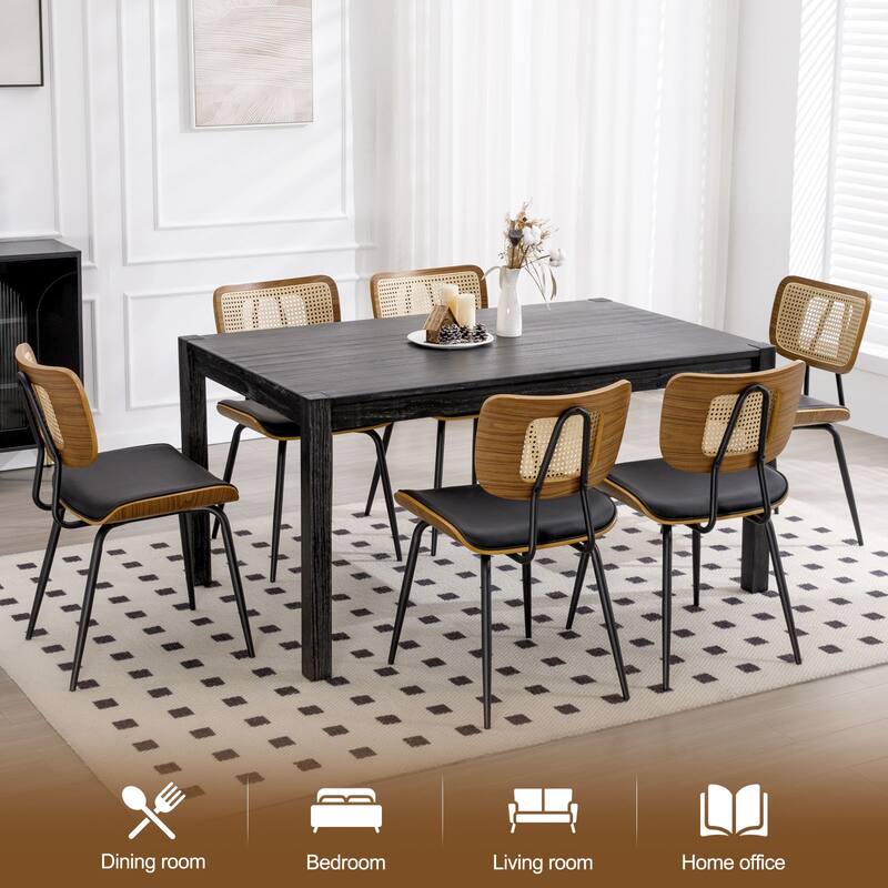 Faux Leather Upholstered Dining Chairs Set of 2/4 - 33.5" H x 17.5" W x 23" D