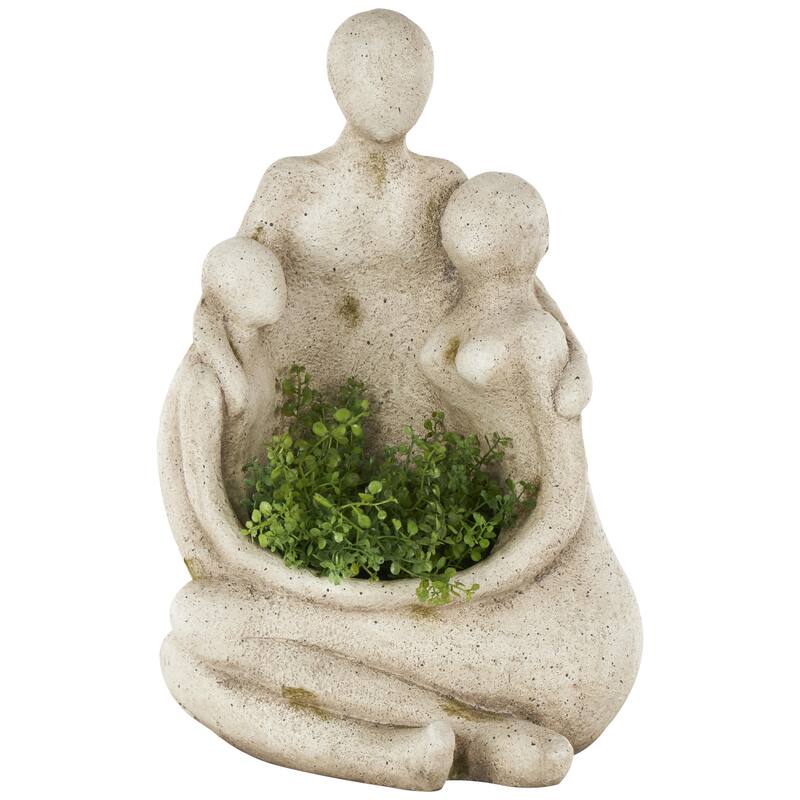 Polystone Family Sitting Indoor Outdoor Planter - Cream - Roche River Decor - Cream