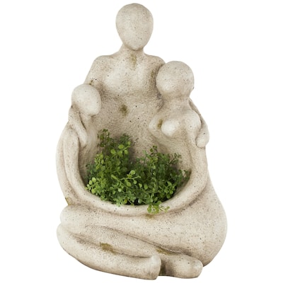 Polystone Family Sitting Indoor Outdoor Planter - Cream - Roche River Decor
