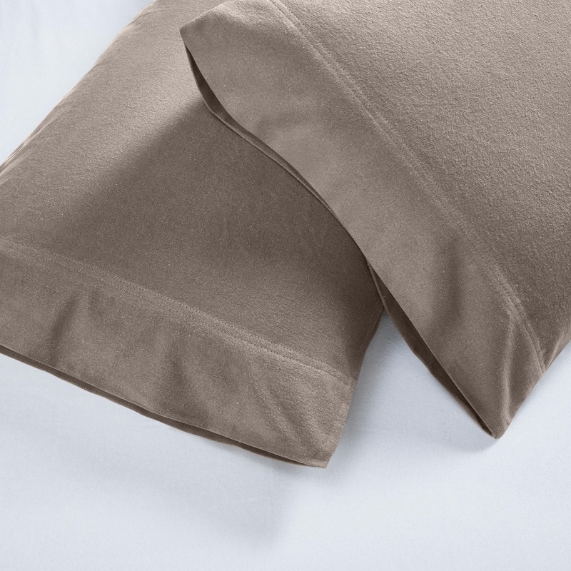 Superior Solid Flannel Cotton Fuzzy Pillowcases, Set of 2