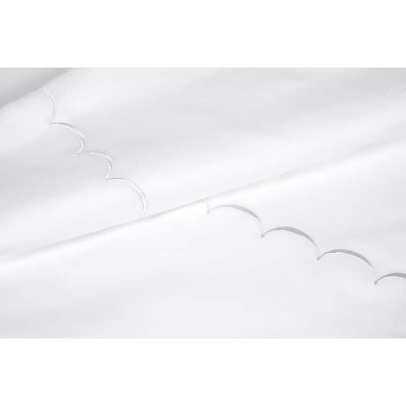 Home Sweet Home Collection 600TC Cotton Scallop Embroidery Sheet Set & Pillowcases - King - White