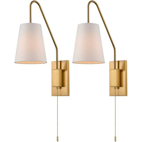 Cassino Modern Brass Wall Lamps Set of 2 Plug-in Wall Lights