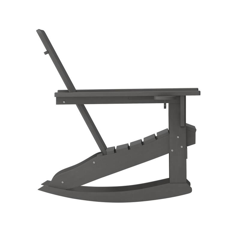 Commercial All-Weather Rocking Adirondack Chair with Swiveling Cupholder