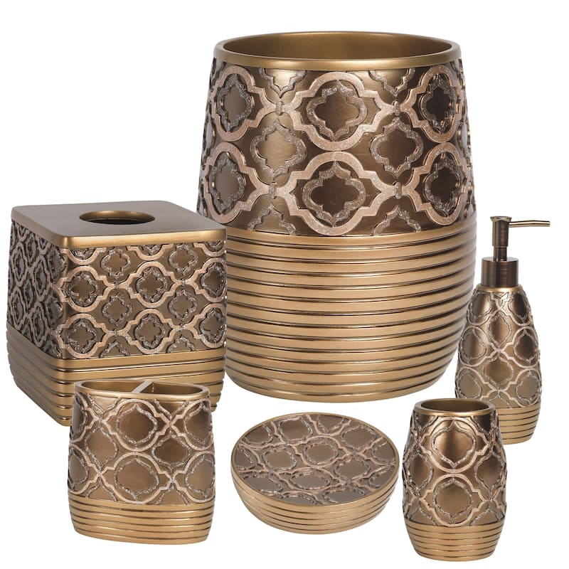Gold Medallion Bath Accessory Set or Separates