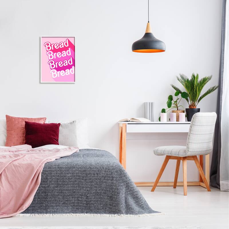 Stupell Bread Pink Phrase Framed Giclee Art Design by Daphne Polselli