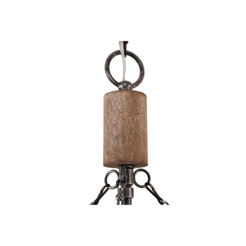 Oaks Aura Rustic Farmhouse 4-Light Wood Ceiling Light Drum Shabby Chic Wood Chandelier