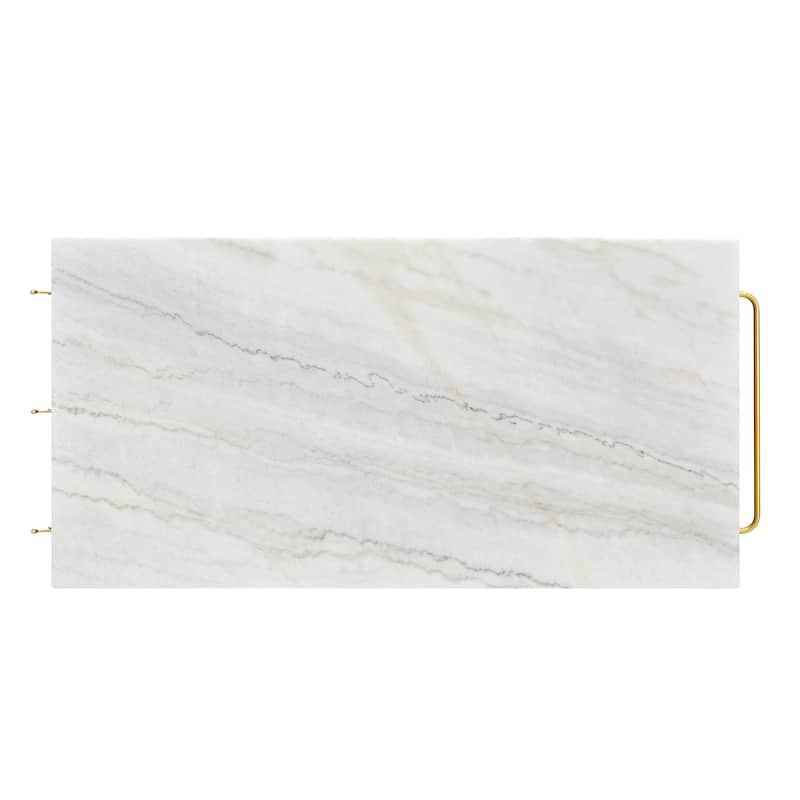 Avya Contemporary White and Gold 58-inch Wide Marble Top Kitchen Island by Furniture of America