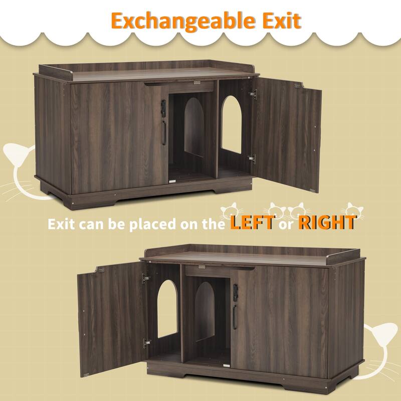 MCombo X-Large Cat Litter Box Furniture Hidden with Top Opening & Divider, Particle Board, CT37