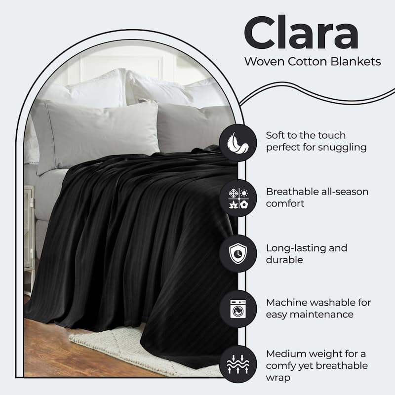 Superior Clara Cotton Textured Striped Lightweight Woven Blanket