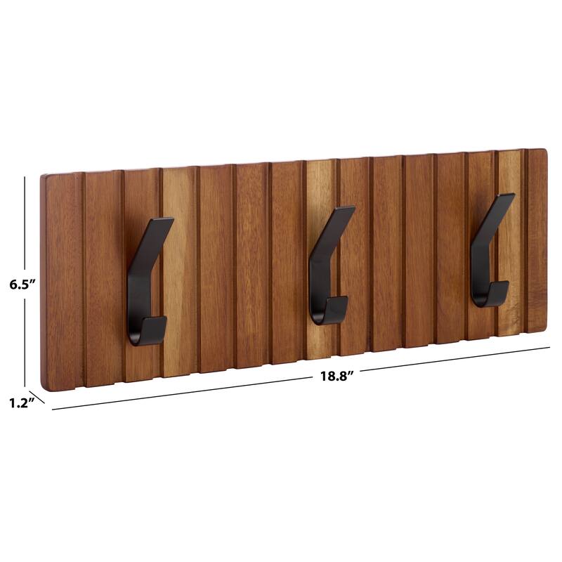 SAFAVIEH Home Fraizer 3-Hook Wall Mounted Coat Rack - 19"W x 1"D x 7"H