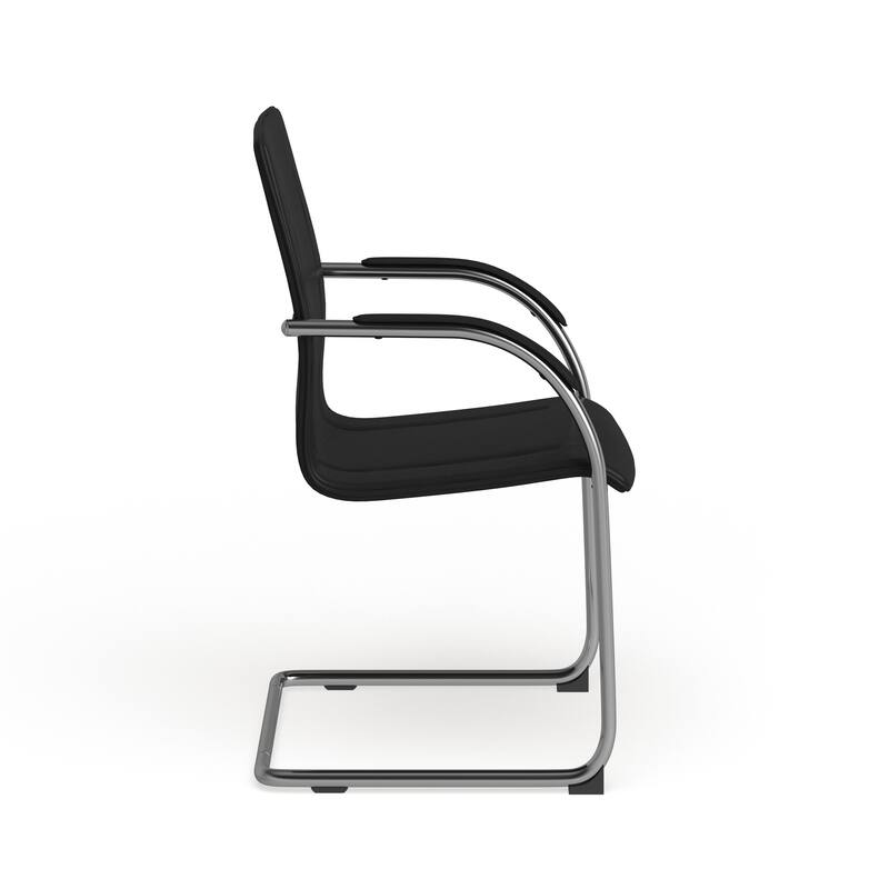 Vinyl Side Reception Chair with Chrome Sled Base - Lobby and Guest Seating