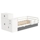 preview thumbnail 20 of 30, Twin Size Wood Platform Bed with Built-in Bookshelf, Movable Wardrobe, and Pull-Out Trundle