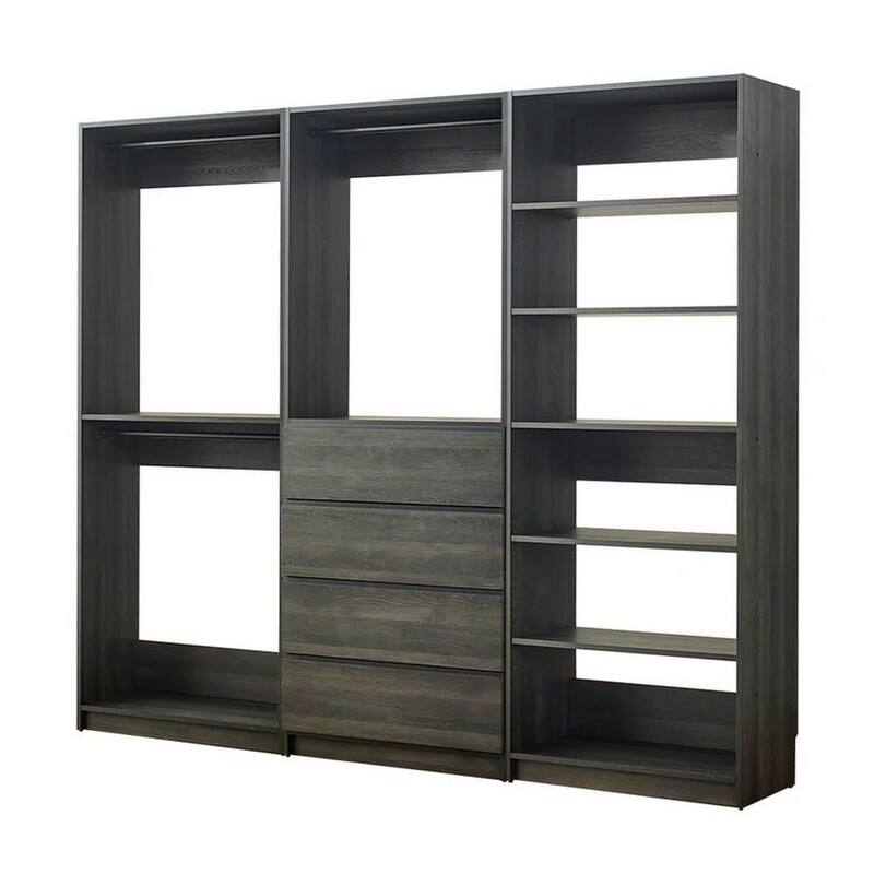 Dee Modular Freestanding Closet System, 4 Drawers, 5 Shelves, Dark Gray