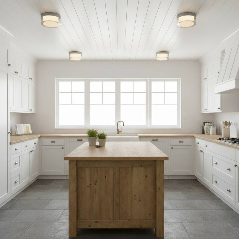 6-Inch LED Flush Mount Light Acrylic Diffuser Dimmable 1500 Lumens - Chrome