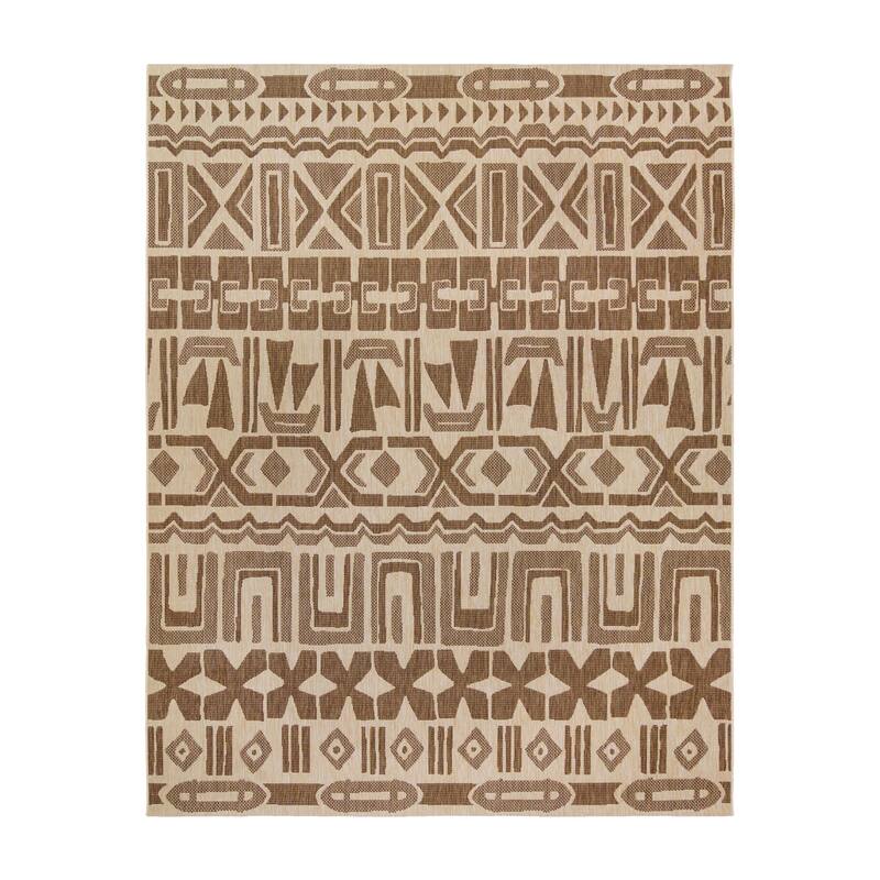 Reyn Spooner Kona Coast Kappa Brown Hawaiian Tribal Flatweave Indoor/ Outdoor Area Rug