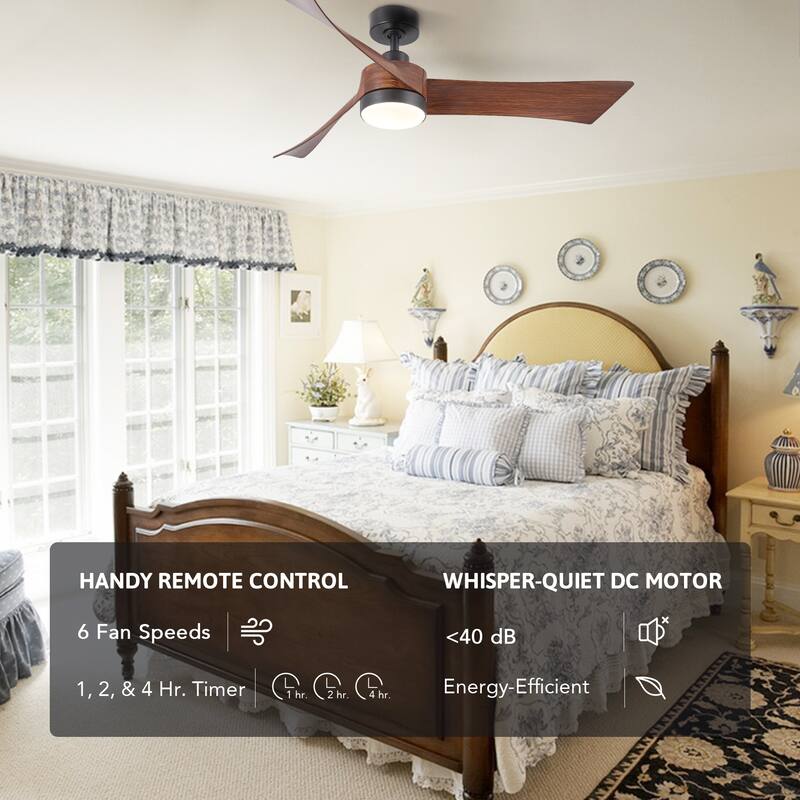CO-Z 54-Inch Mid-Century Modern Farmhouse Ceiling Fan with Light - Walnut