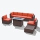 preview thumbnail 46 of 44, Outdoor 8 Pieces Sectional Wicker Sofa Set with Fire Pit
