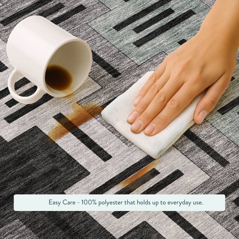 Machine Washable Indoor/ Outdoor Modern Wamego Chantille Rug