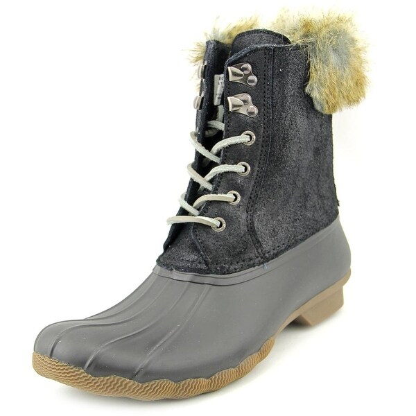 Sperry Top Sider White Water Women Round Toe Synthetic Black Rain Boot
