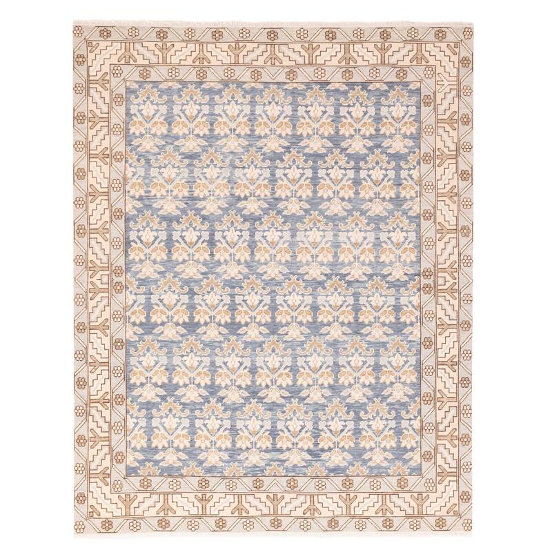 ECARPETGALLERY Hand-knotted Modern Oushak Navy Wool Rug - 8'2 x 10'0