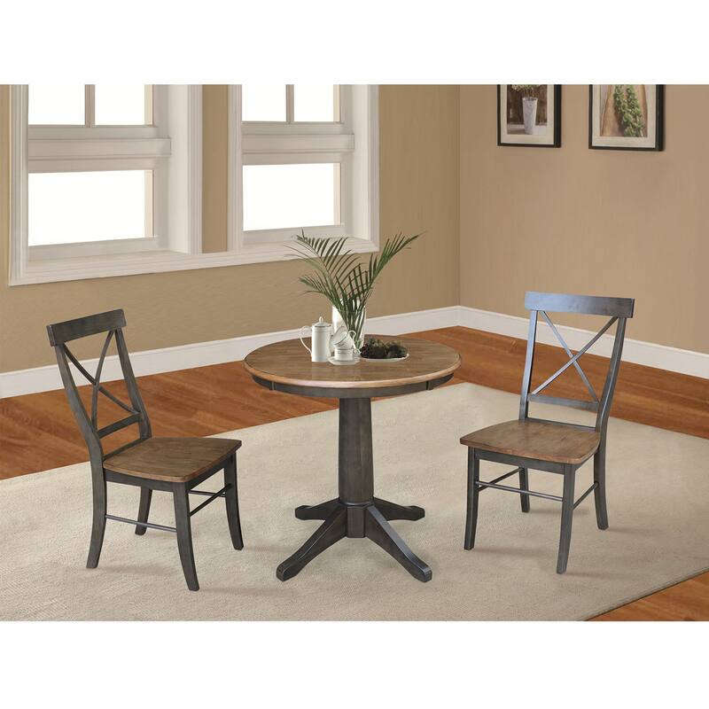30" Round Top Pedestal Table With 2 X-Back Chairs - 3 Piece Set