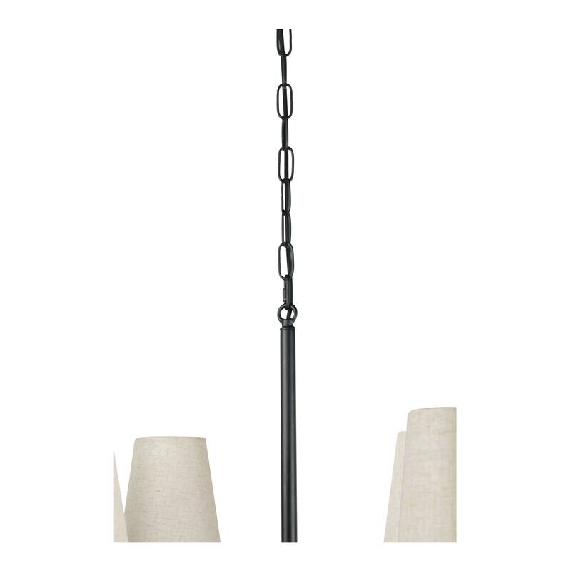 NADAAL STUDIOS Auren Pendant Lamp, Six-Light Chandelier with Linen Shades and Metal Frame Black