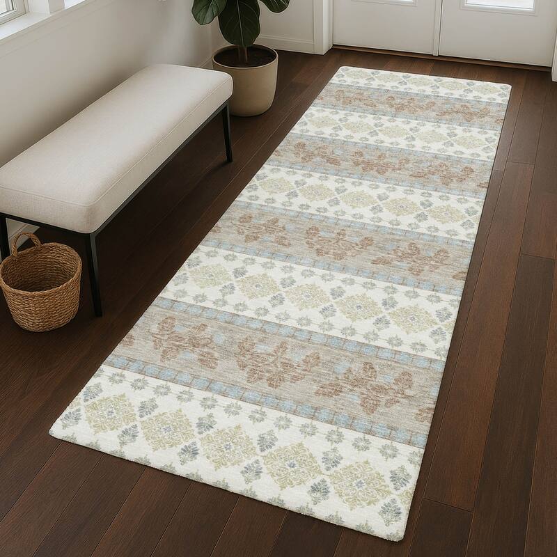 Machine Washable Indoor/ Outdoor Stripe Sochi Chantille Rug