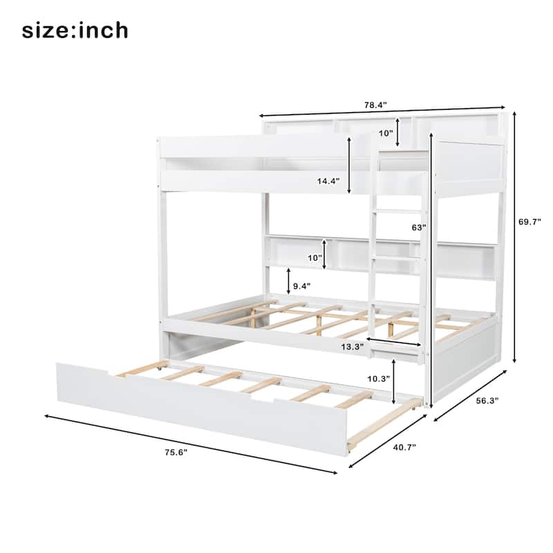 Bunk Bed with Trundle & Dual-Side Storage Shelves by Harper&Bright Designs