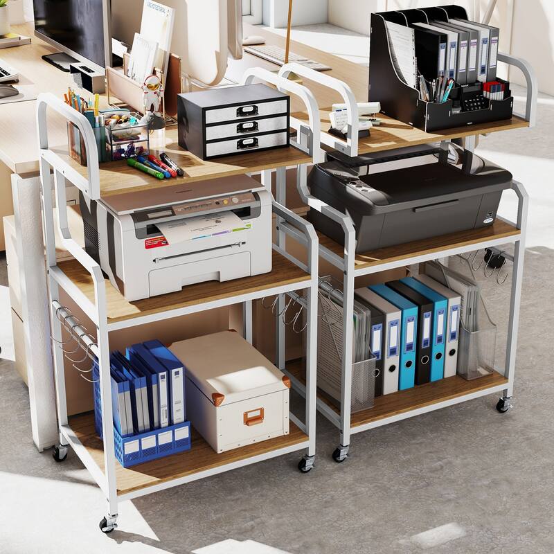 Gymax 3-Tier Rolling Printer Stand Home Office Large Printer Cart w/