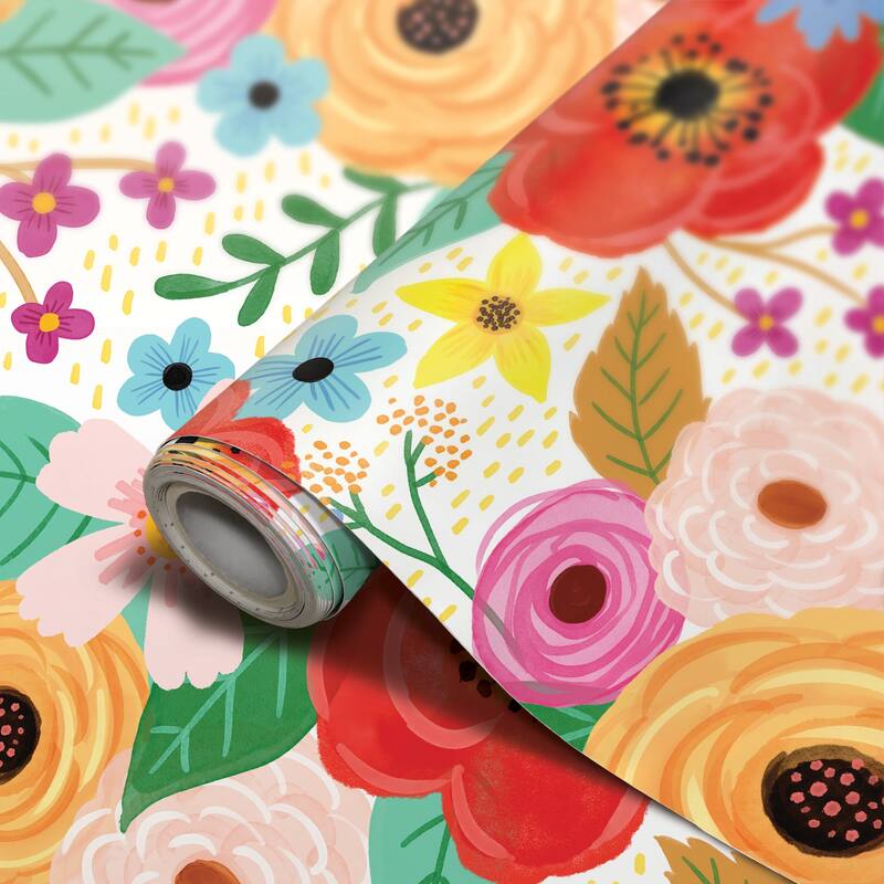 Teacher Created Resources Peel and Stick Decorative Paper Roll, 17-1/2" x 10 ft, Wildflowers