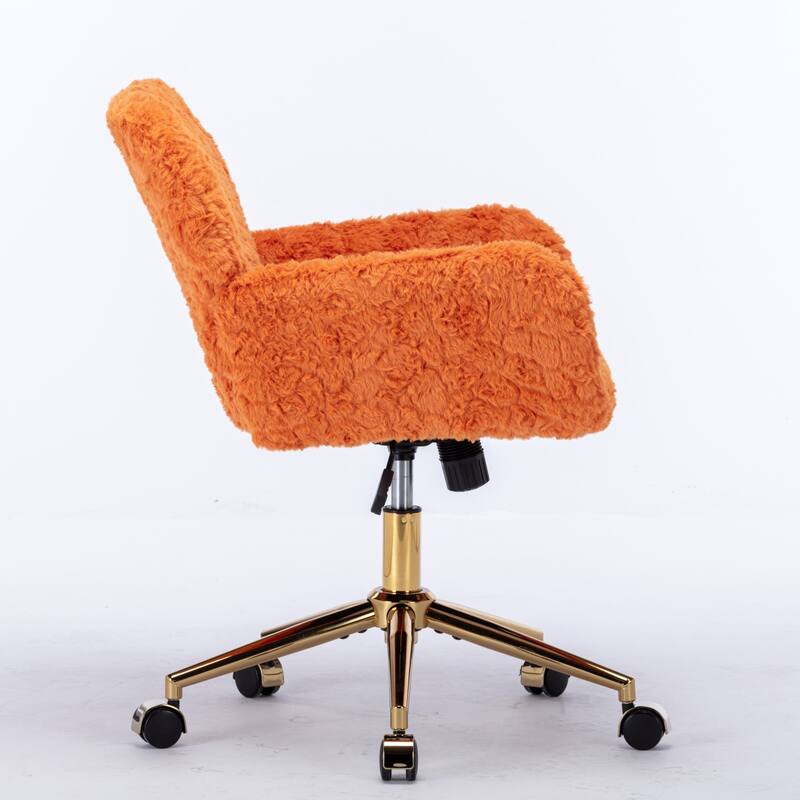 Featured Upholstered Study Chair Office Chair, Orange Armchair Home Computer Chair Swivel Chair with Casters