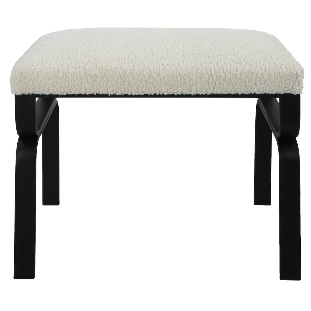 Uttermost Diverge White Shearling Small Bench - 22.75 W X 18.75 H X 15.125 D (in)