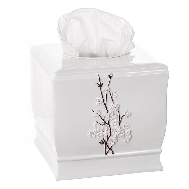 Creative Scents Vanda White Tissue Box Cover Square with Bottom Slider