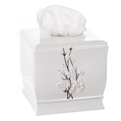 Creative Scents Vanda White Tissue Box Cover Square with Bottom Slider
