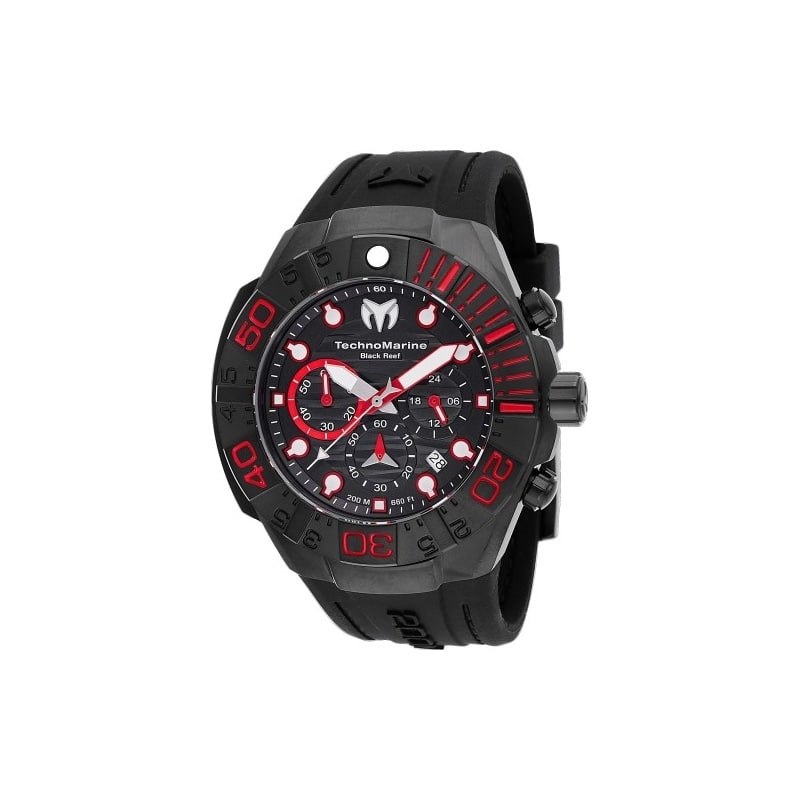 Technomarine Men's TM-523010 Reef Quartz Chronograph Black Dial Watch - Silver