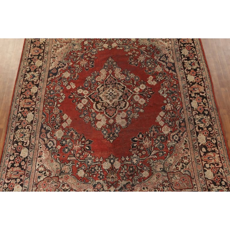 Mahal Persian Antique Area Rug Hand-Knotted Floral Wool Carpet - 8'11"x 12'3"