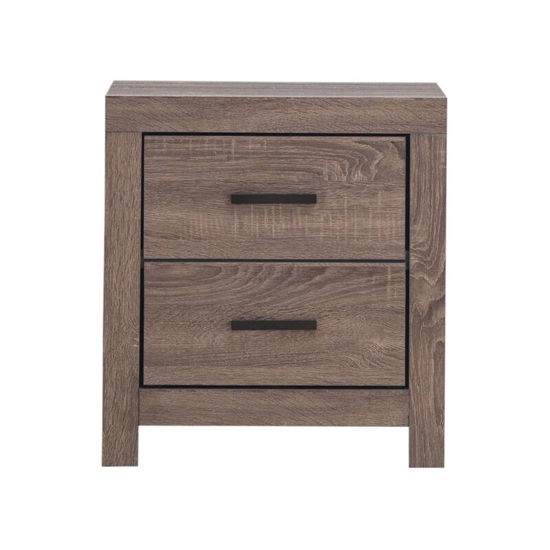 2 Drawers Wooden Nightstand in Barrel Oak