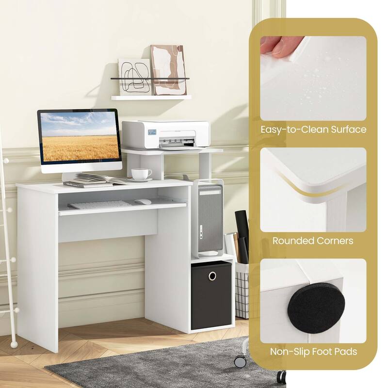 Costway Home Office Computer Desk Space-saving Study Writing Desk with - See Details