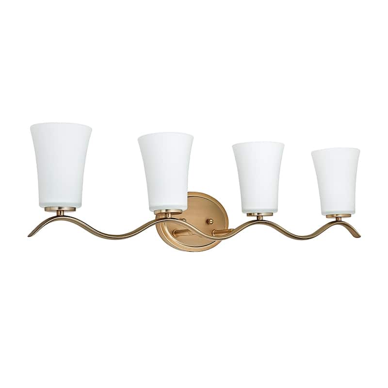 4 Lt Mount Bathroom light with white glass and gold finish - Gold