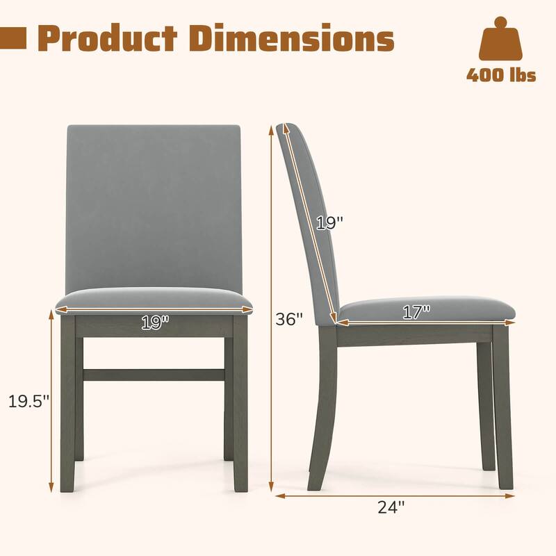 Costway Upholstered Dining Chairs Set of 2/4 with Rubber Wood Legs - See Details