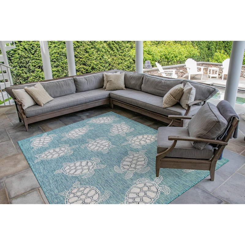 Liora Manne Carmel Collection Sea Turtles Indoor/ Outdoor Area Rug
