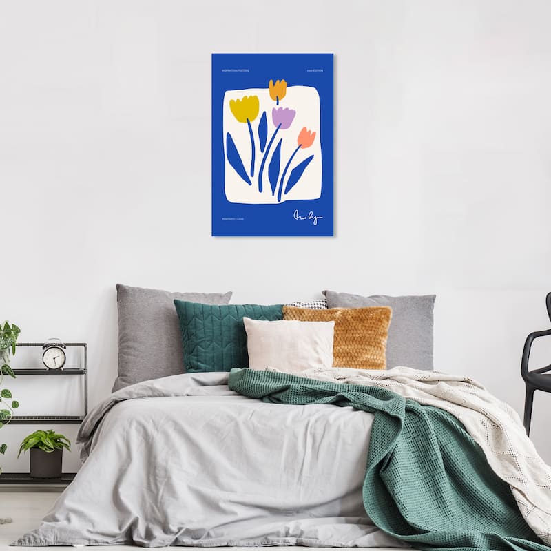 Wynwood Studio Canvas Floral and Botanical Blue Loving Flowers Blue and Modern & Contemporary Wall Art Canvas Print - 24 x 36