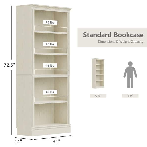 dimension image slide 4 of 14, Halston 72.5" Tall Modular Bookcases Bookshelves 5-Tier Display Shelves Organizer and Storage