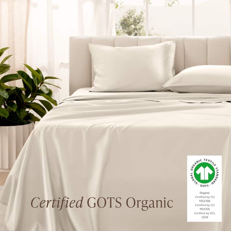 Bare Home Organic Cotton Sheet Set - Silky Smooth Sateen Weave