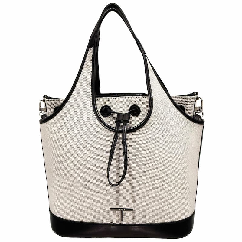 T Tahari Riverside Convertible Tote Bag - Black and White