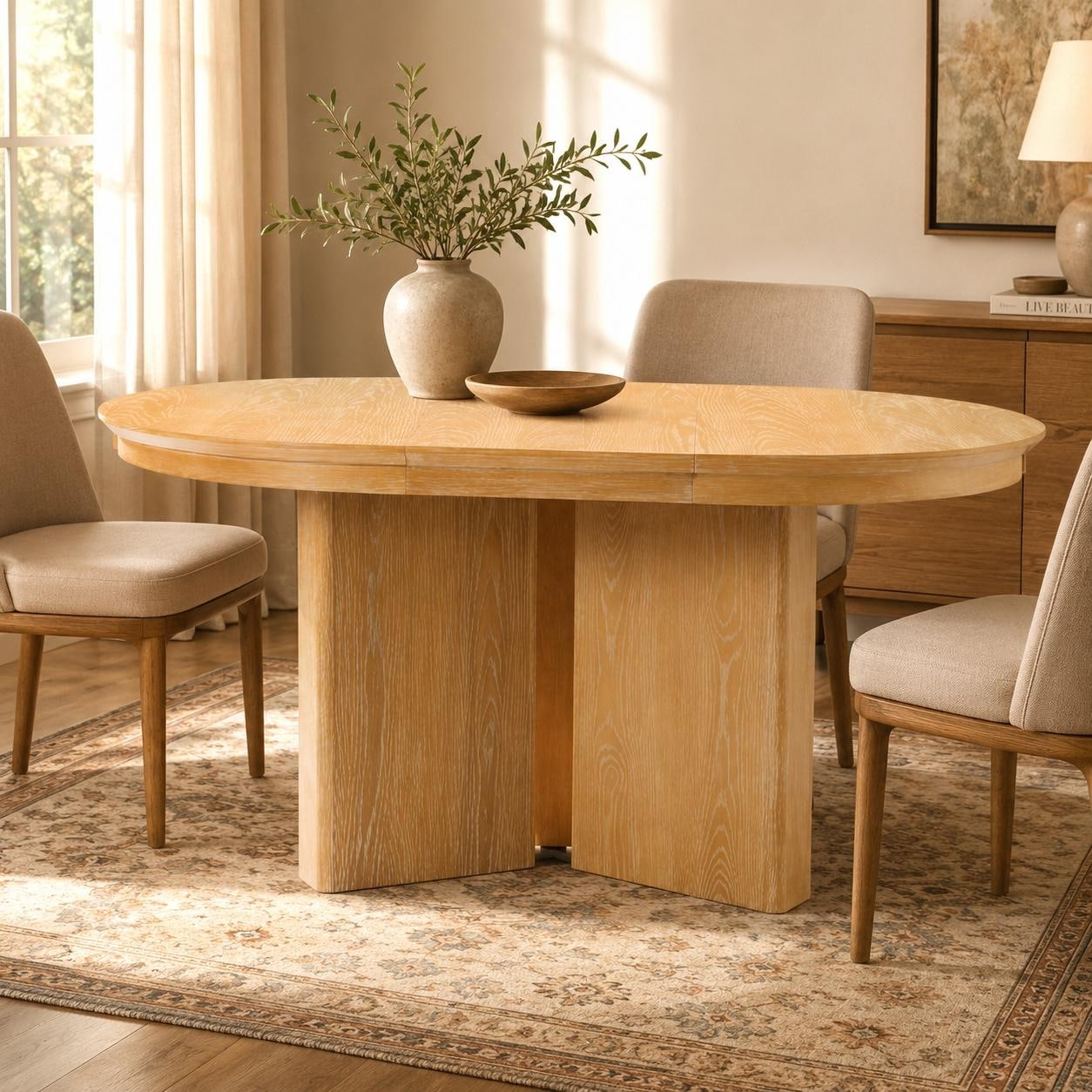 Modern Extendable Oval Dining Table by Harper&Bright Designs
