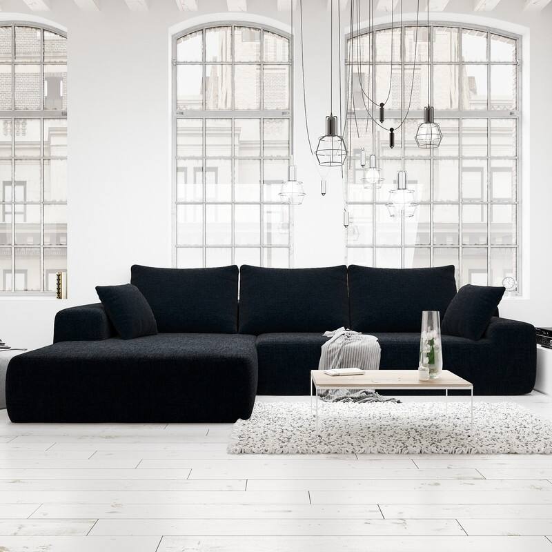 Momei L-Shaped Sofa - High-Density Foam with Spring, Multiple Cushions, Living Room
