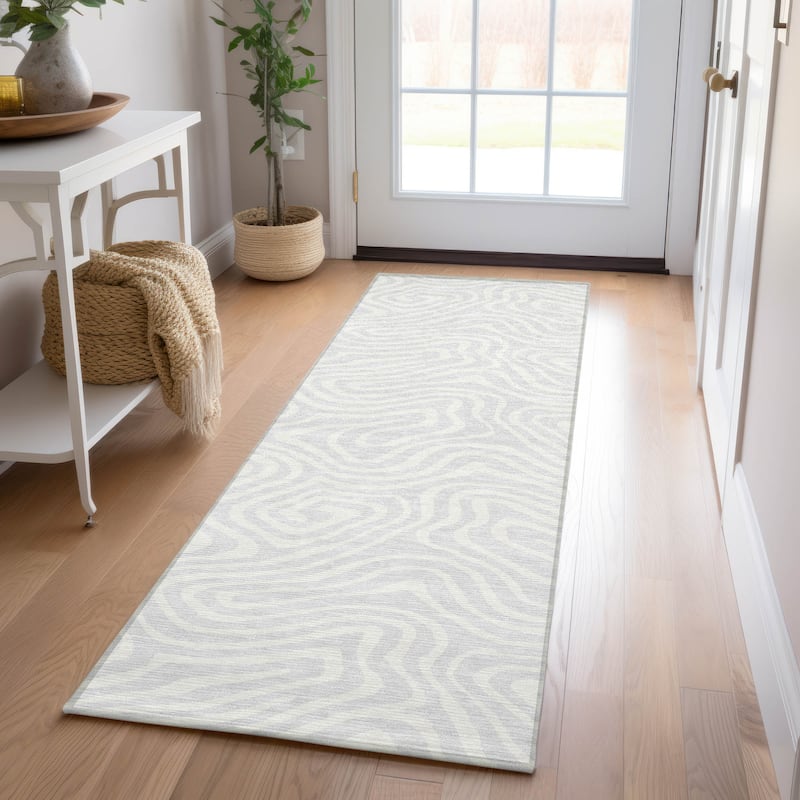 Machine Washable Indoor/ Outdoor Abstract Modern Chantille Rug